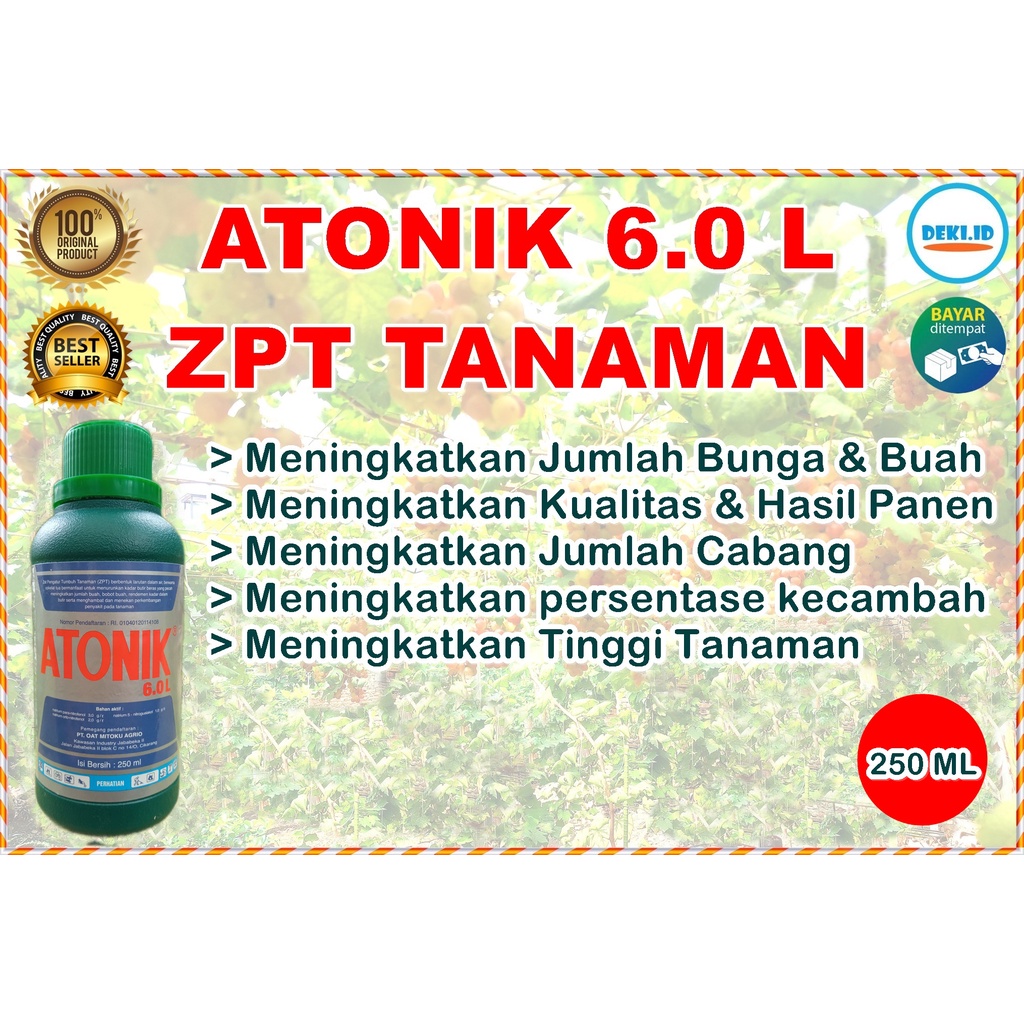 Jual Pupuk Cair ZPT 250 Ml Atonik 6.0 L Hormon Zat Pengatur Tumbuh ...