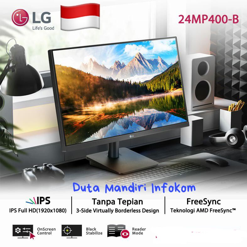 Jual LG 24MP400 B 24" Inch - FHD IPS 75Hz Slim Bezel FreeSync HDMI ...