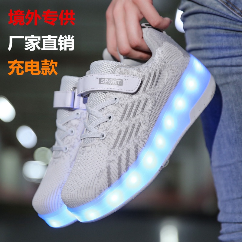 Jual Anak Heelys Satu Roda Rechargeable Luminous Double-Wheel Tak ...