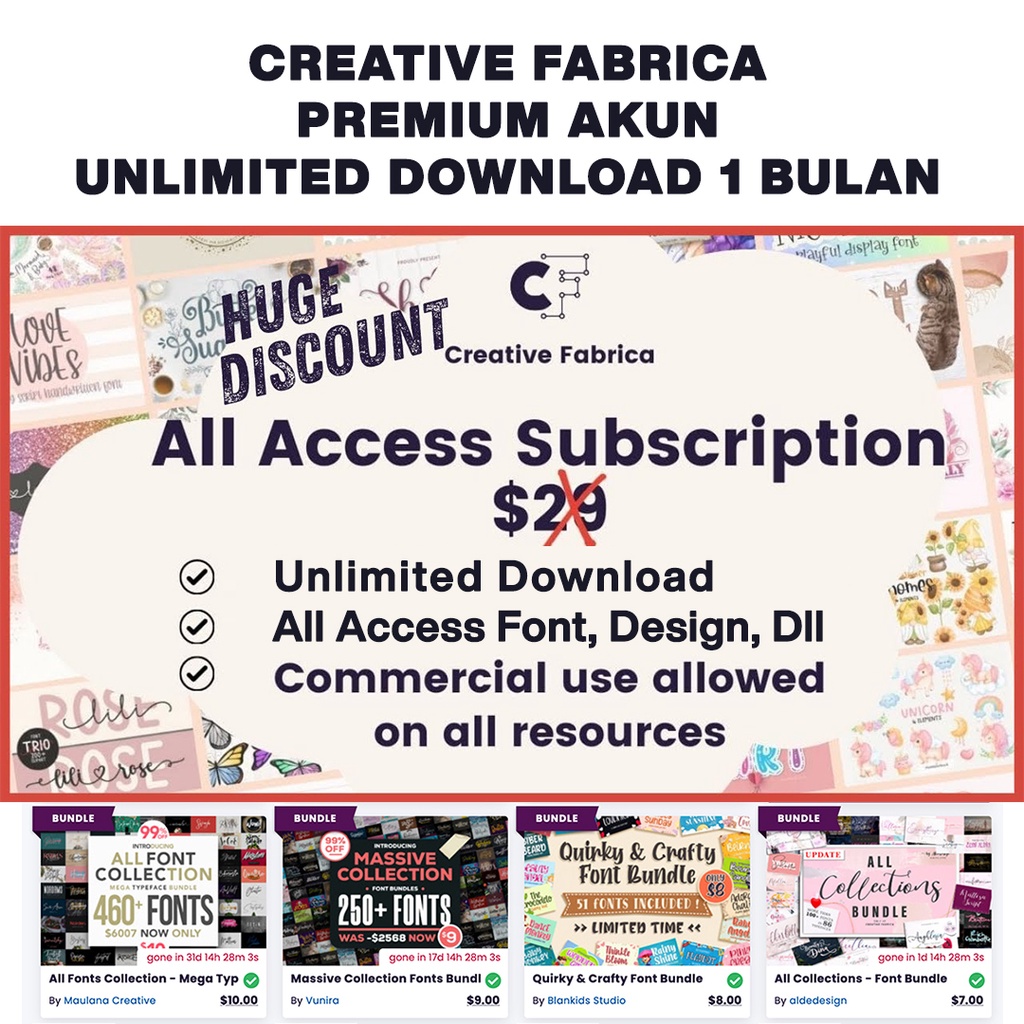 Jual Creative Fabrica Premium Unlimited Download (Shared Akun) | Shopee ...