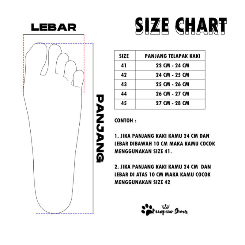 Jual SIZE CHART CARA UKUR KAKI PAWPAWSHOES Shopee Indonesia