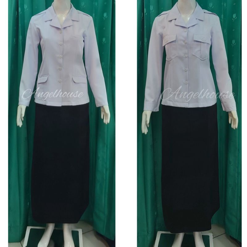 Jual Seragam Dinas Putih Pns Asn Setelan Rok A Line Span Rample Katun Wool Shopee