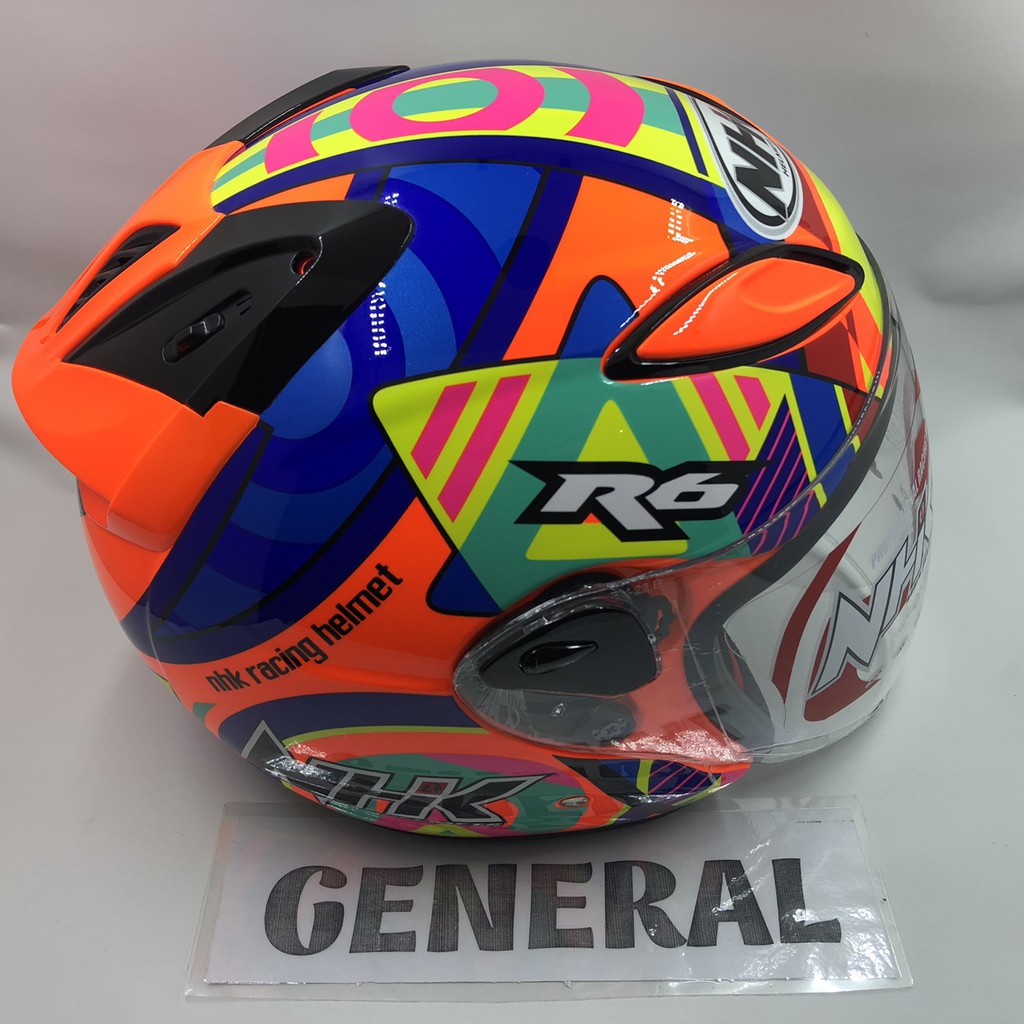 Jual GOYANG HARGA;; Helm NHK R6 Motif Pigment Orange Fluorecent Flo ...