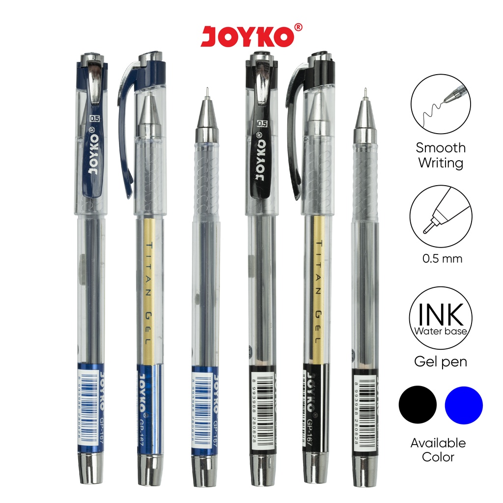 Jual Gel Pen Pulpen Pena Joyko GP167 Titan Gel 0.5 mm Shopee Indonesia