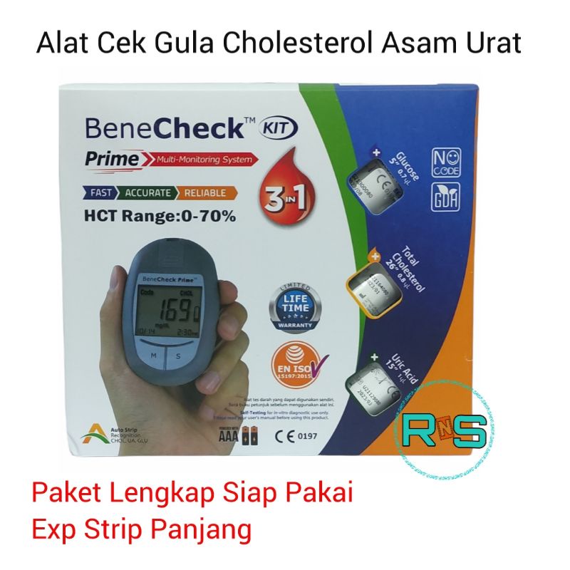 Jual BeneCheck Prime 3 In 1 Alat Cek Gula Choles Asan Urat | Shopee ...