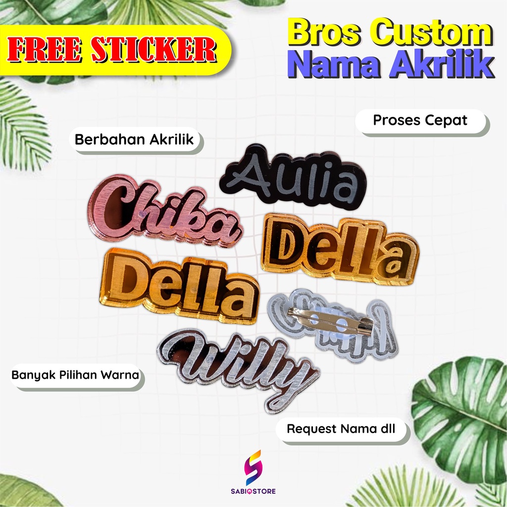 Jual BROS CUSTOM NAMA ENGRAVING AKRILIK / PIN BAJU, TAS, SOUVENIR ...