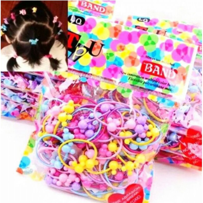 Jual [50pcs] Karet ikat rambut anak / kuncir rambut anak | Shopee Indonesia
