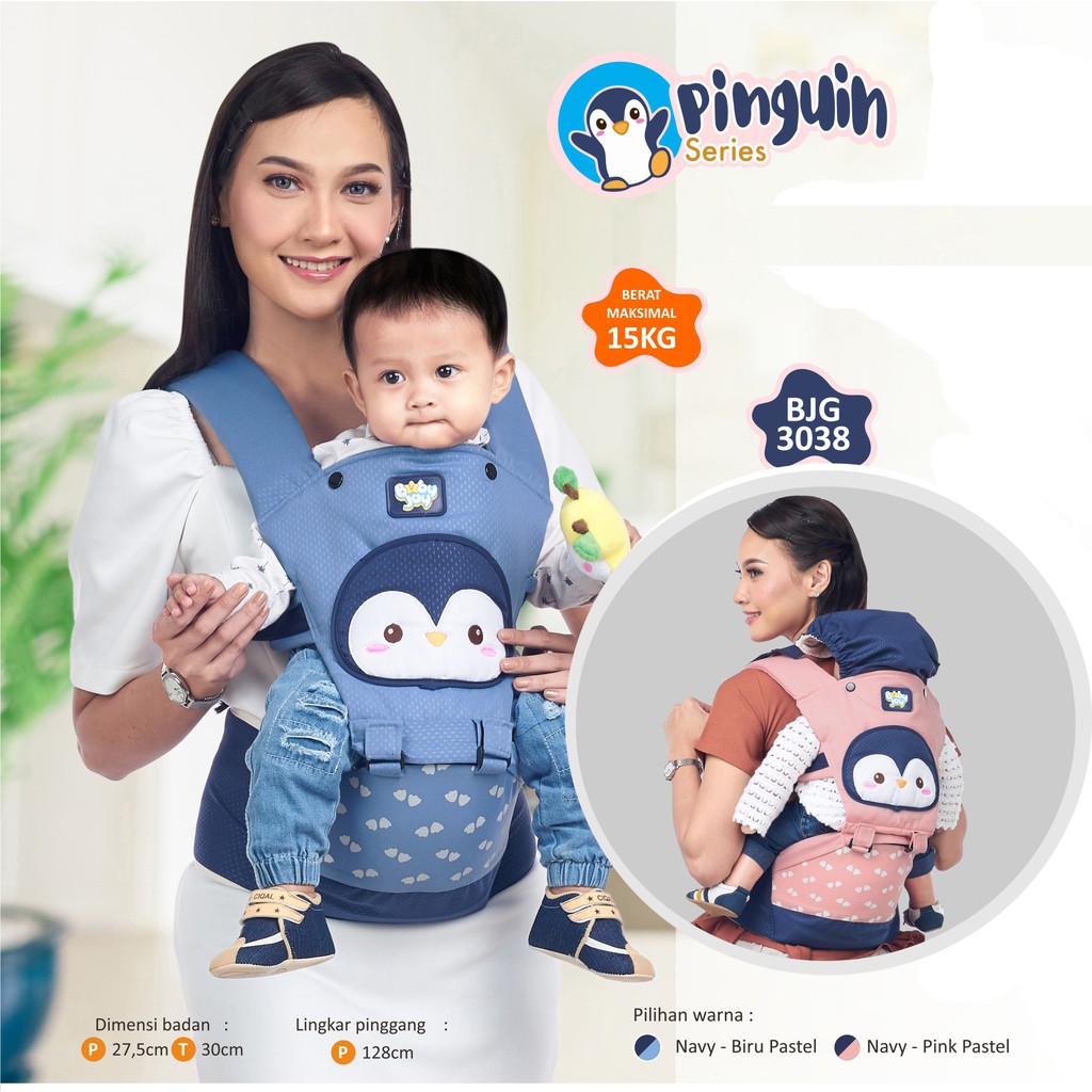 Jual Gendongan Bayi Depan Hipseat Pinguin ,Zoo , Mochabear dan Mille