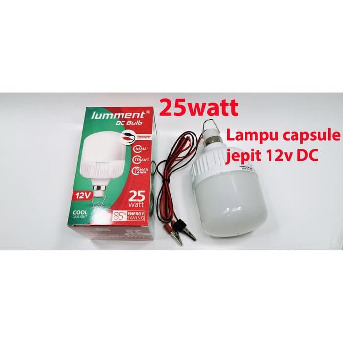 Jual Lampu Led Dc 12v Lumment 25w Model Lansung Jepit Ke Baterai