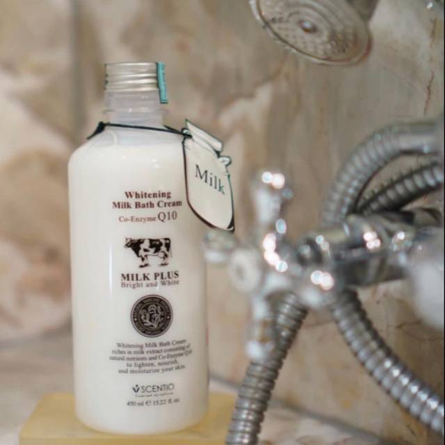 Jual SCENTIO Q10 WHITENING MILK BATH CREAM ISI 450ml Shopee Indonesia