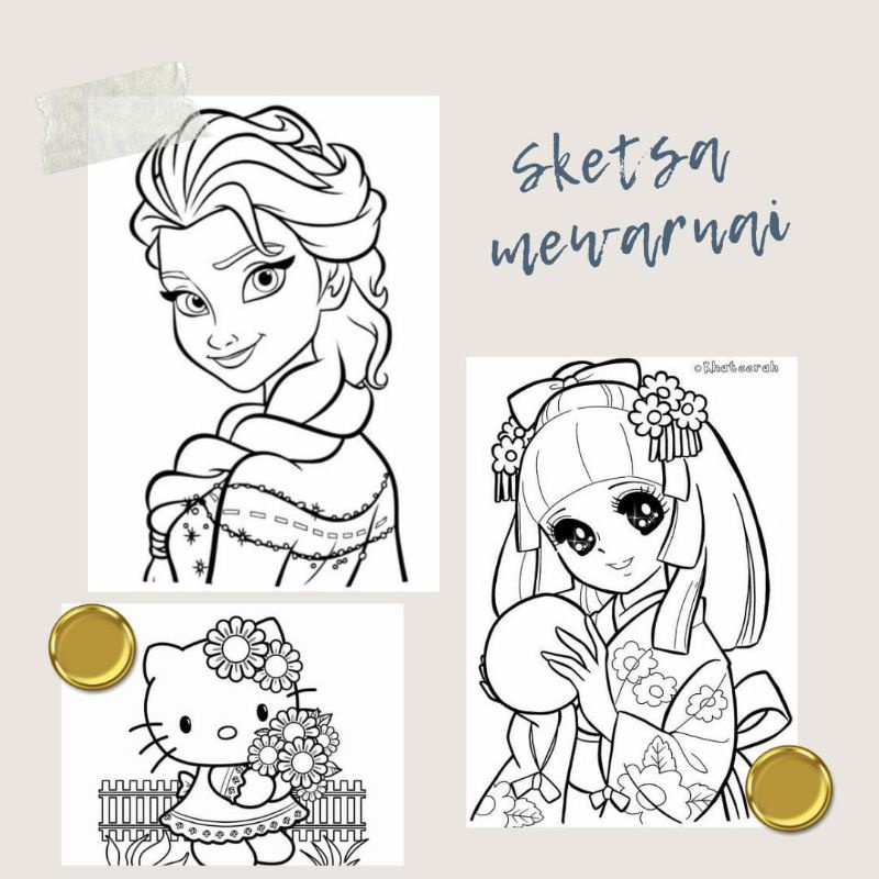 Jual GAMBAR SKETSA MEWARNAI ANAK • UKURAN A4 | Shopee Indonesia