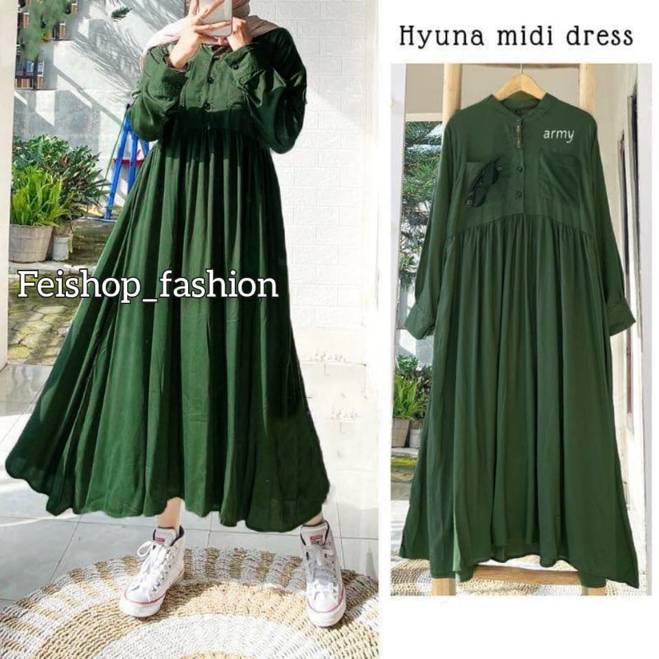 Jual Hyuna Midi Dress l Dress Muslim Wanita Terbaru Shopee Indonesia
