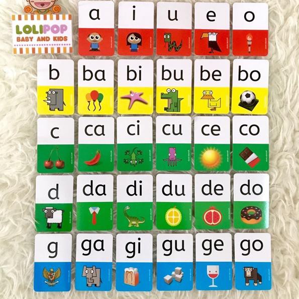 Jual ＃Terlaris＃ Kartu flashcard belajar membaca / flash card suku kata