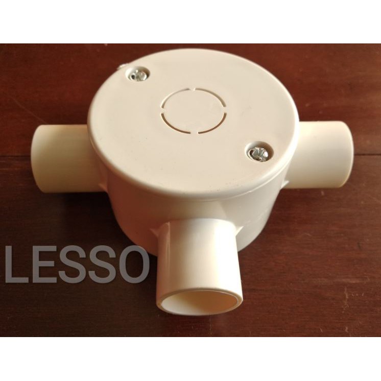 Jual T-Dos DN25 Conduit Lesso / 3 Way Tee Box (with cover) / Tee Dus ...