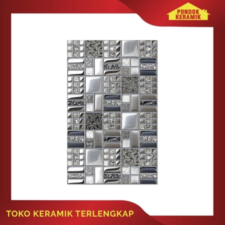 Keramik Dinding Massimo 25x40 Tanzania Grey Motif Logam