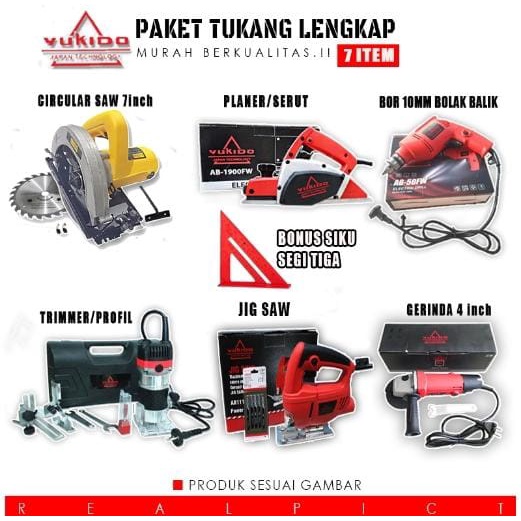 Jual Promo Paket Tukang Kayu Lengkap Circular Saw Bor Mm Gerinda Profil Trimmer