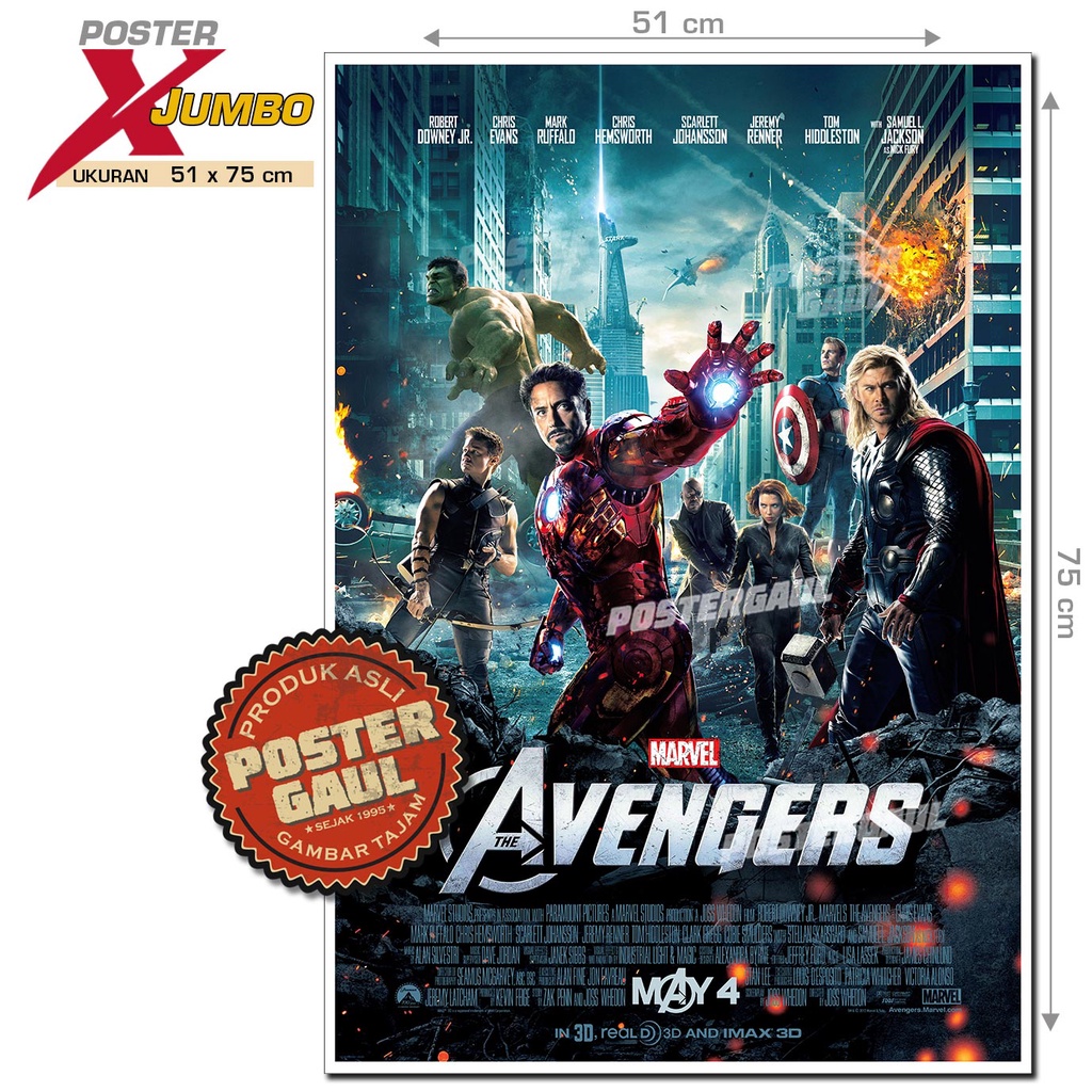 Jual Poster XJumbo REPRODUKSI POSTER FILM : THE AVENGERS #XJFJP349 ...