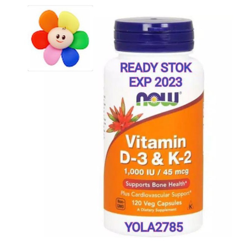 Jual Now Food Foods Vitamin D3 D3 & K2 K2 1000 IU 120 Veg Capsules