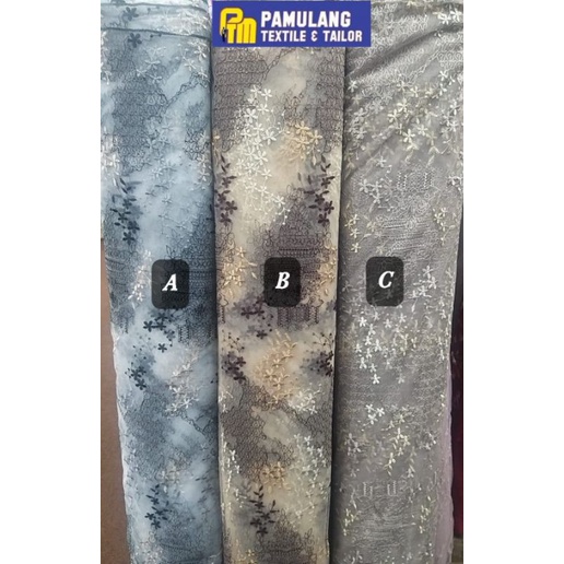 Jual Kain Tille Bordir Two Tone Motif Sapto Harga Per Setengah Meter