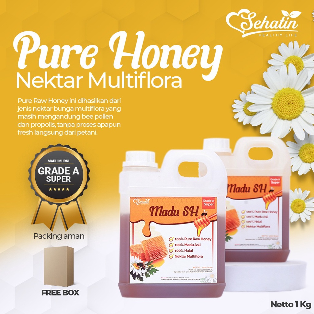 Jual S4madu Murni Asli Multiflora Pure 100 Raw Honey New Product Sehatin Herbal Kandungan Gula