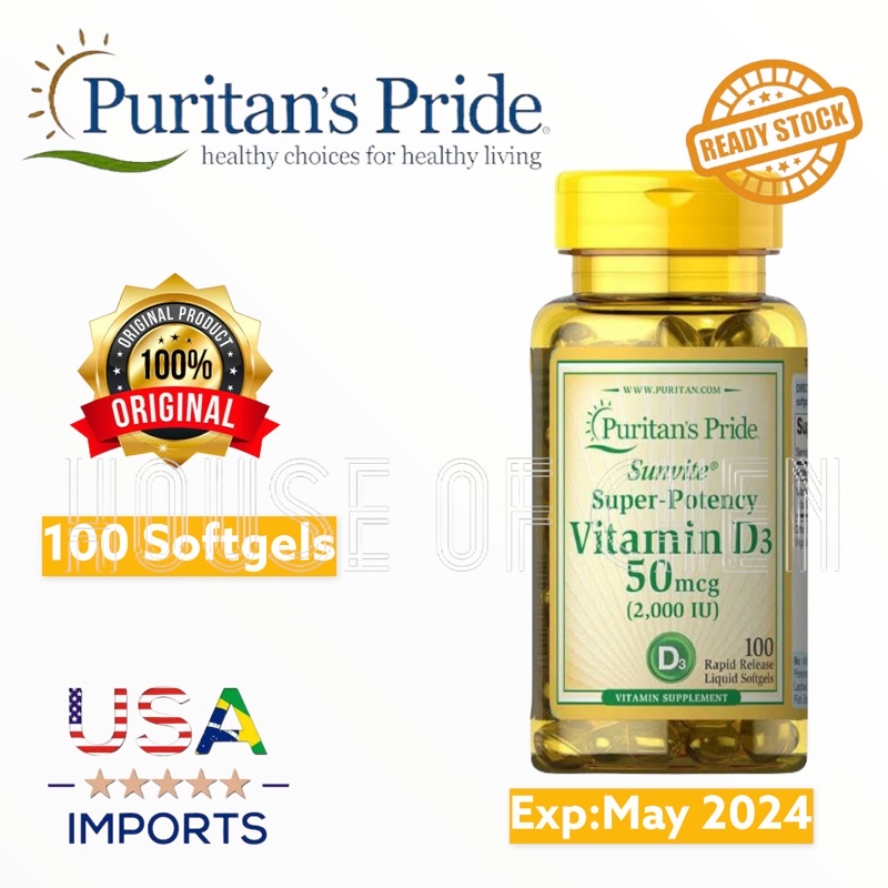 Jual PURITAN PRIDE Vitamin D3 2000 IU 100 Softgels Puritan's Pride USA ...