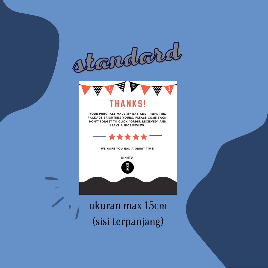 Jual custom backing card 1 atau 2 sisi • Alas Packaging - custom thank ...