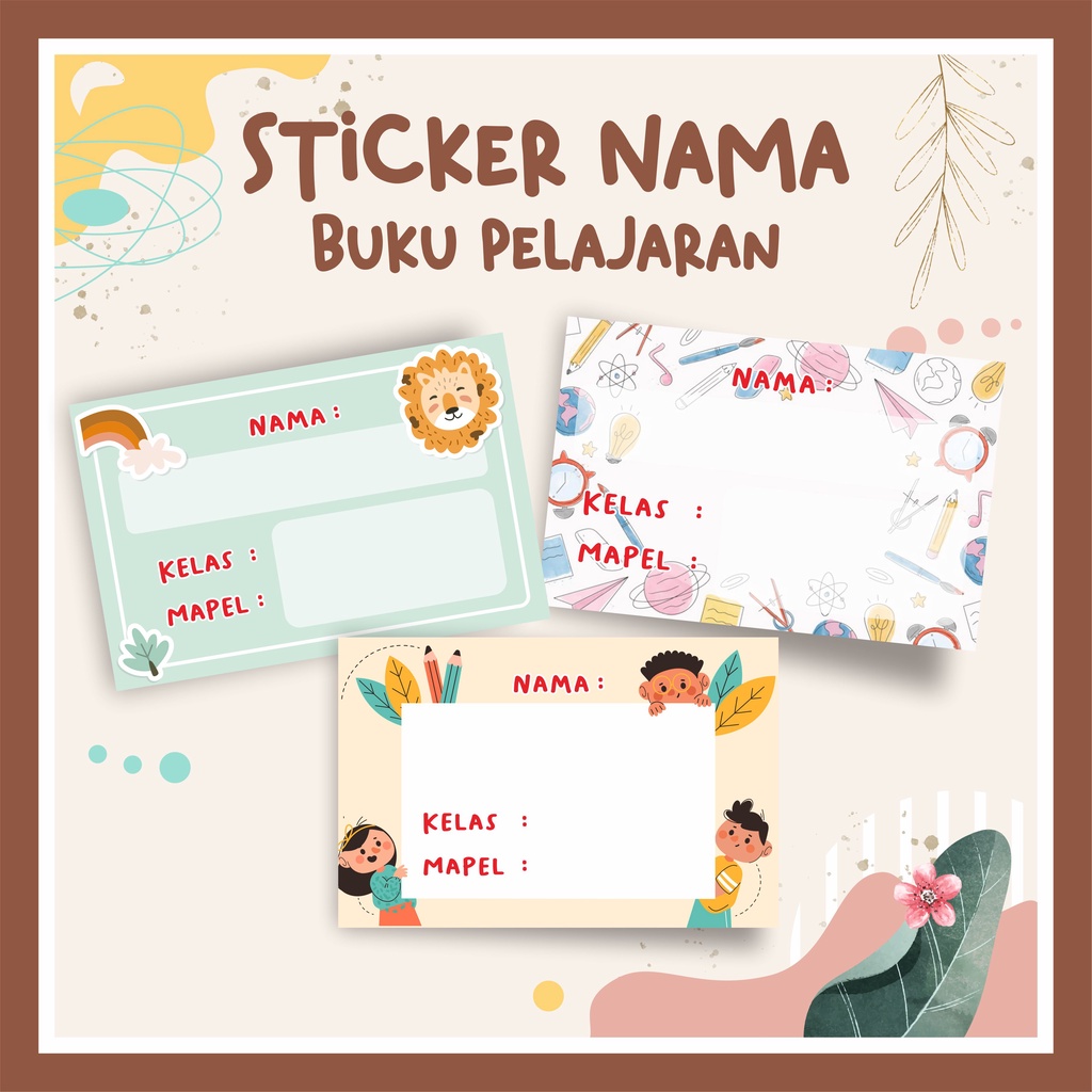 Jual Sticker Label Nama Stiker Buku Pelajaran Sekolah Cowok Cewek