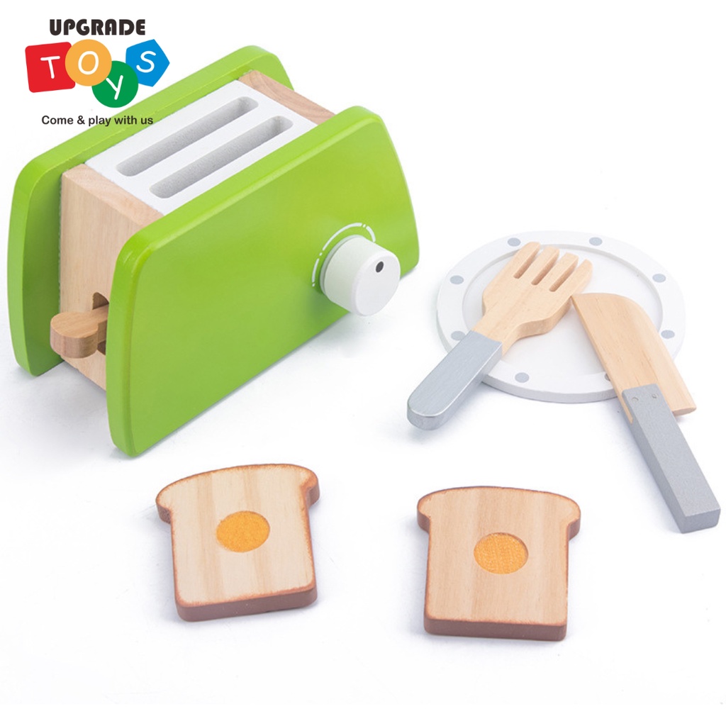Jual [UPGRADETOYS] Pretend Play Wooden Toys Toaster Bread Machine Green ...