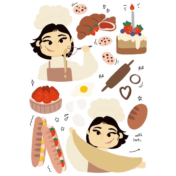 Jual sticker sheet koki chef baler cake kue | Shopee Indonesia
