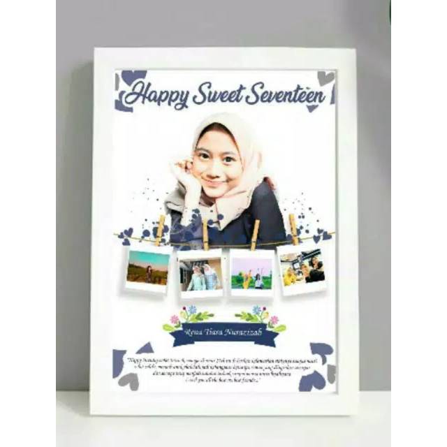 Jual DESAIN + CETAK + FRAME KACA hadiah kado custom foto polaroid ultah ...