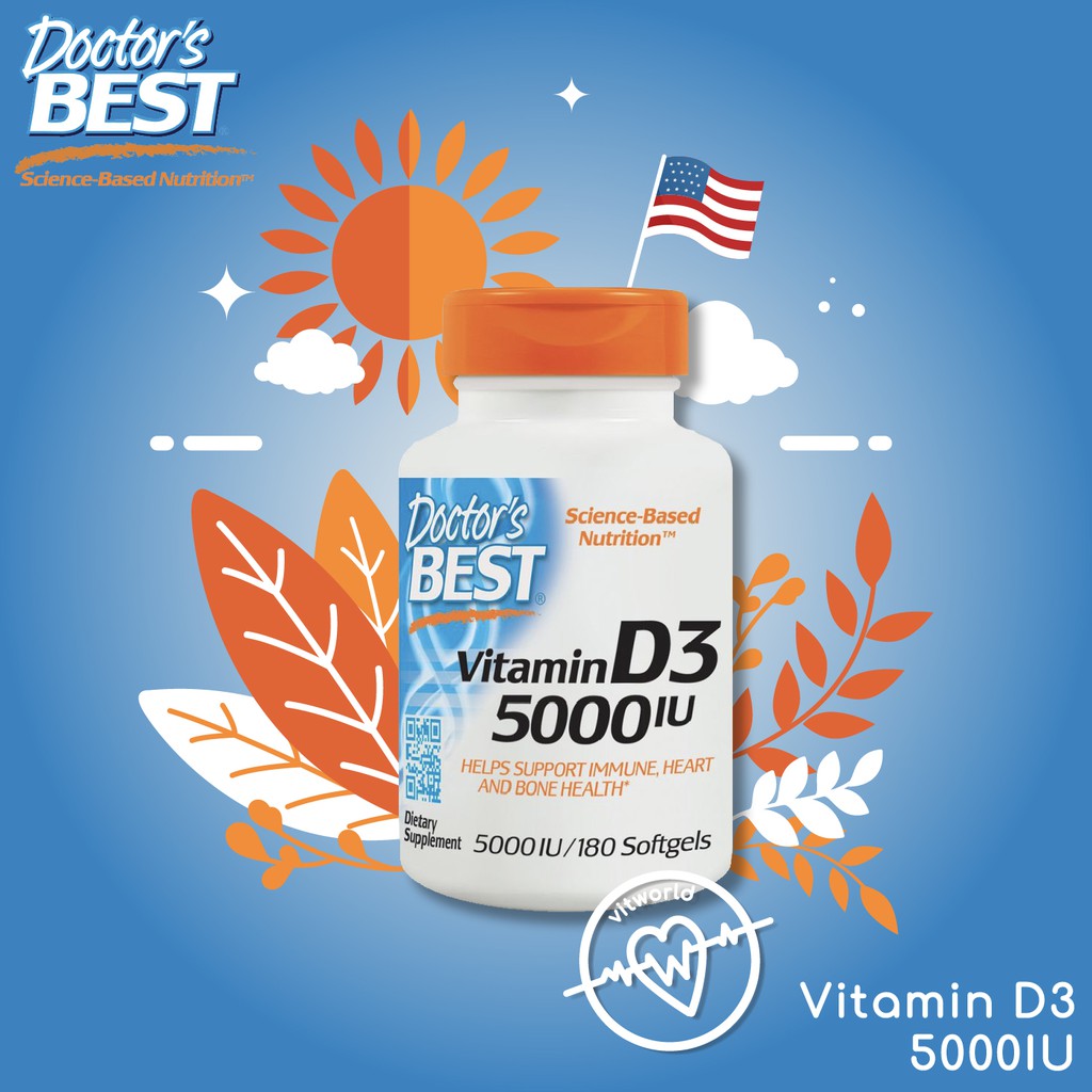 Jual Doctor's Best Vitamin D3 5000 IU 125 MCG ( 180 Softgels ) Shopee