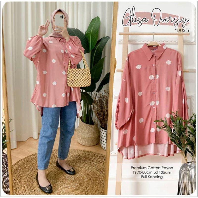 Jual Glisa Oversize Polka Pink (baca deskripsi!!) | Shopee Indonesia