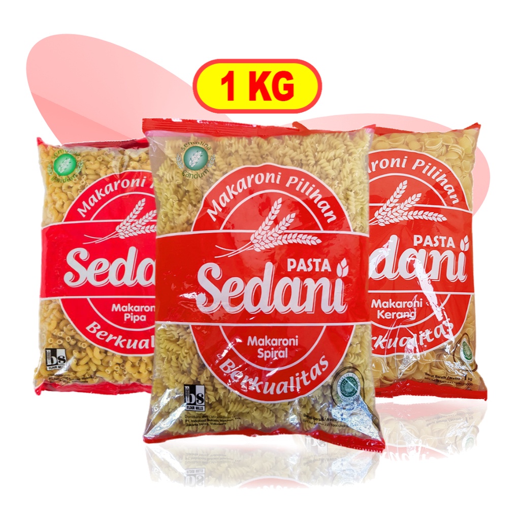 Jual (1 kg) SEDANI MAKARONI Mentah Pipa/Kerang/Spiral Kemasan Bogasari ...