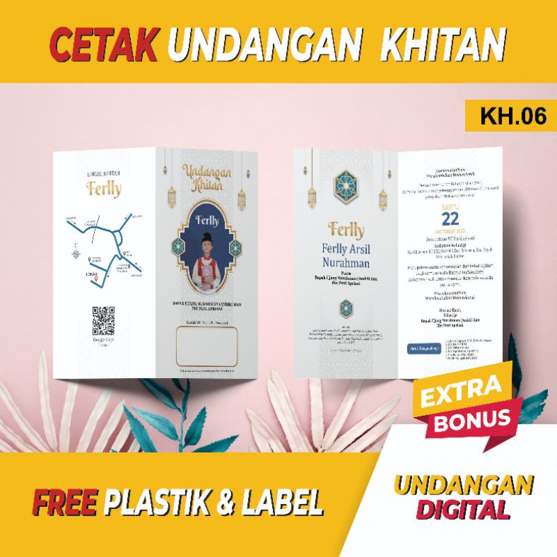 Jual CETAK UNDANGAN SUNAT / UNDANGAN KHITANAN DESAIN TERBARU MODERN