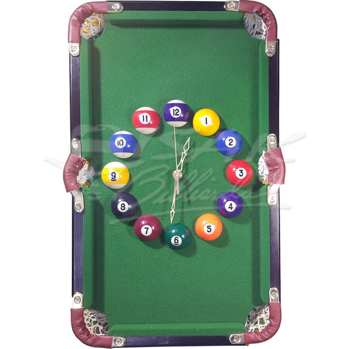 Jual Murrey Billiard Wall Clock - Wood Pool Table - Hadiah Jam Biliar