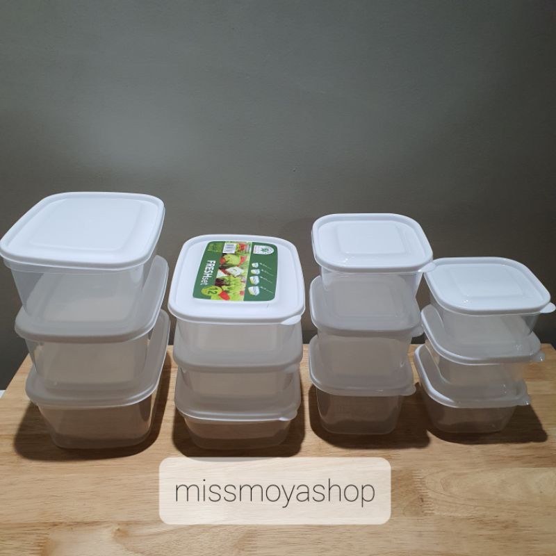 Jual Food Container Toples Sayur Green Leaf Set Isi 12 Pcs White Putih ...