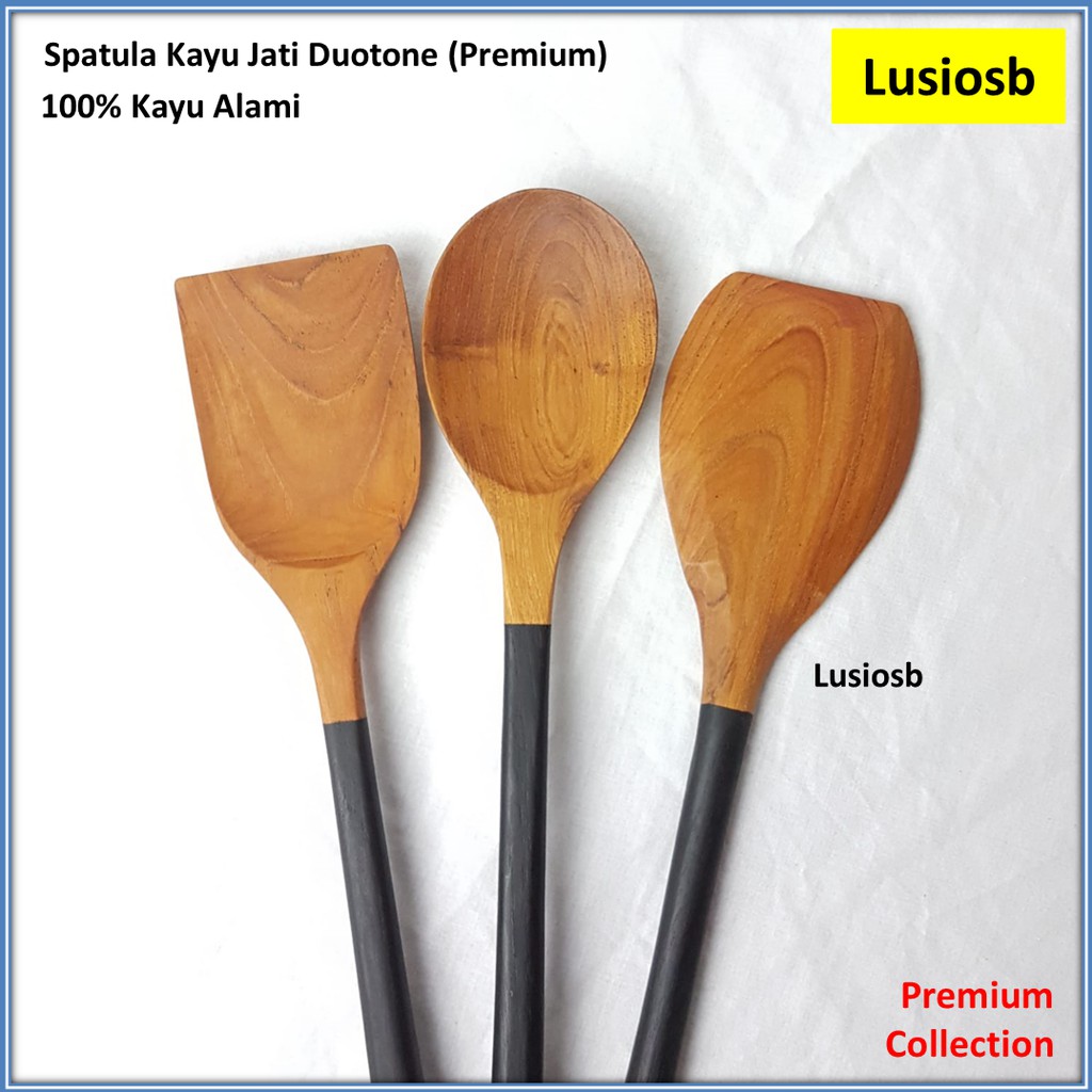 Jual Spatula Duotone Kayu Jati Premium / Wooden Spatula / Sutil Kayu
