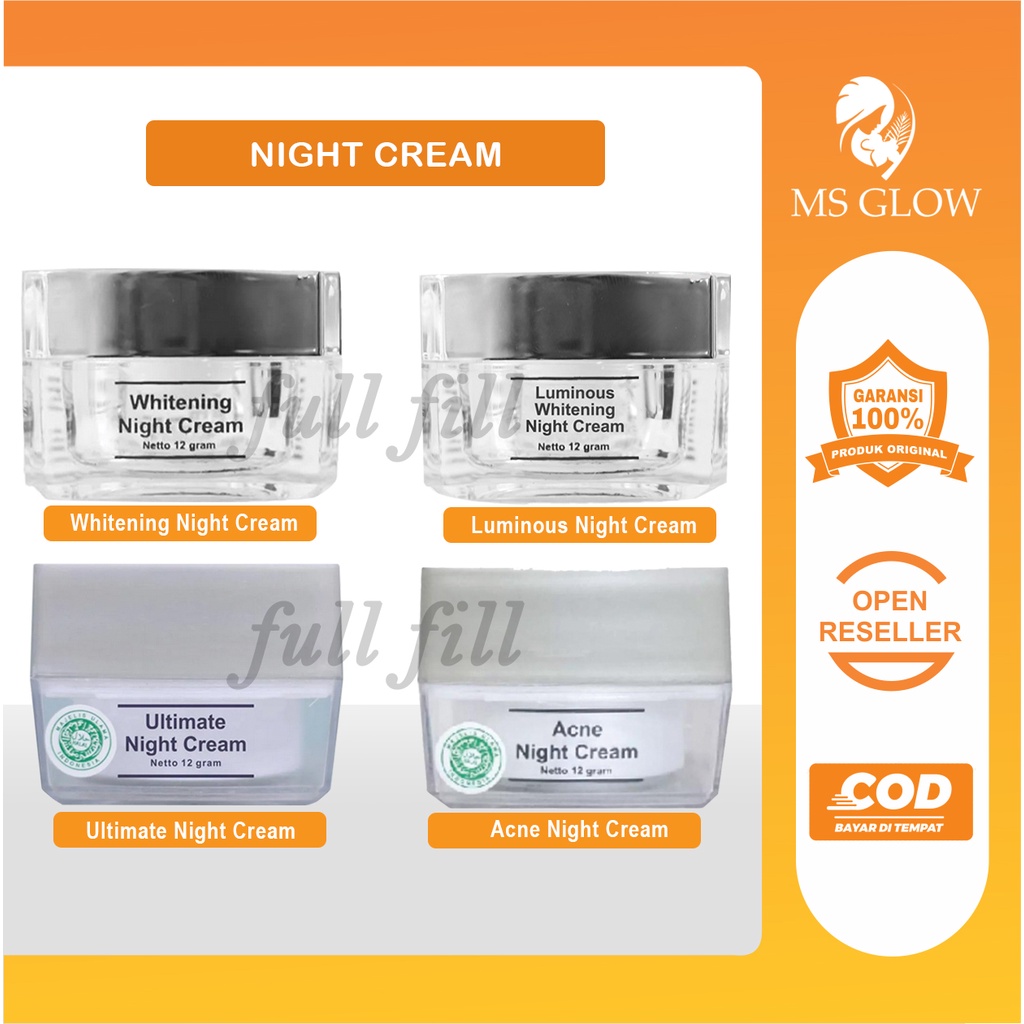 Jual Ms Glow Night Cream Krim Malam Msglow Ultimate Whitening Acne Luminous Ms Glow