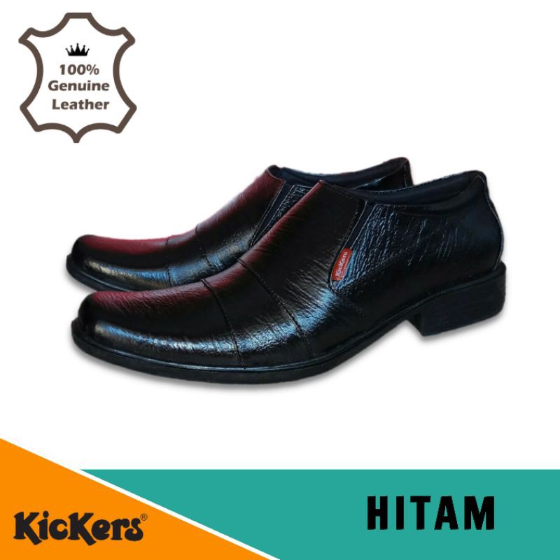 Jual Sepatu Pantofel Kulit Sapi Asli Formal Kerja Kantor Pria Kickers Jbl Hitam Shopee