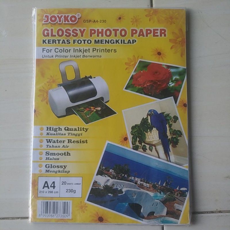 Jual Joyko Glossy Photo Pa Per Gsp A4 230 Ukuran A4 Gsm Kertas Print