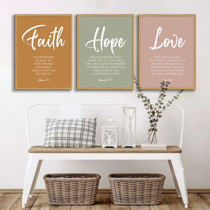Jual Bingkai Set isi 3 pcs Faith Hope Love #02 Hiasan dinding Kristen ...