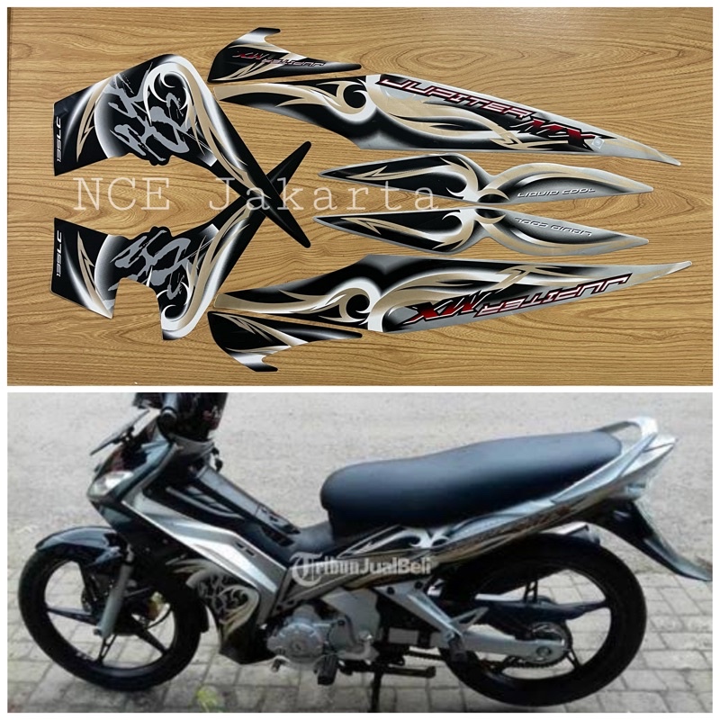 Jual STIKER STRIPING MOTOR JUPITER MX 2008 HITAM SILVER | Shopee Indonesia