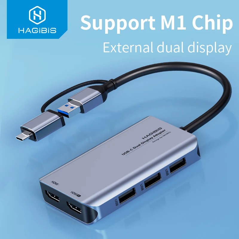 Jual HAGIBIS 6 IN 1 HUB USB C USB 3.0 TO DUAL HDMI FOR MAC M1 DUAL ...