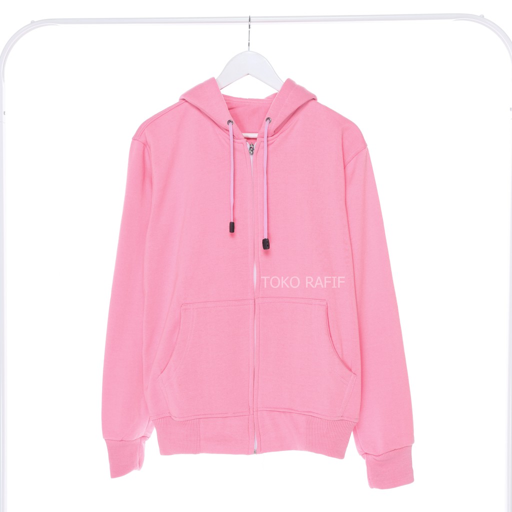 Jaket Polos Basic Hoodie Pink