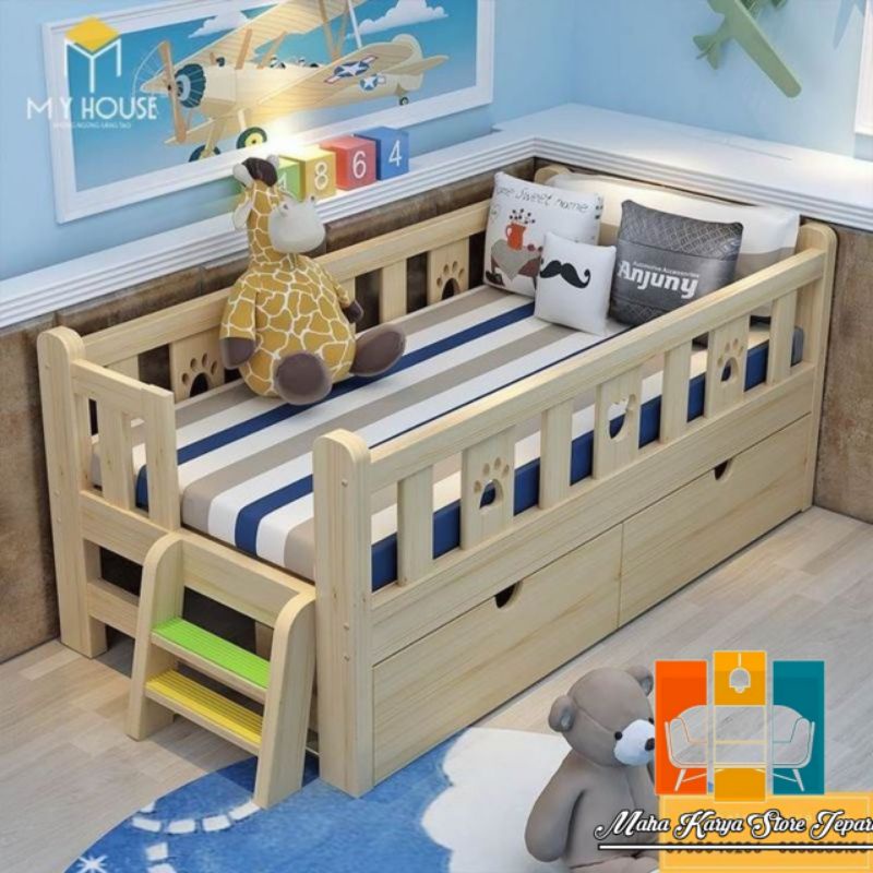 Jual dipan anak box tidur anak desain modern minimalis 2 laci ukuran ...
