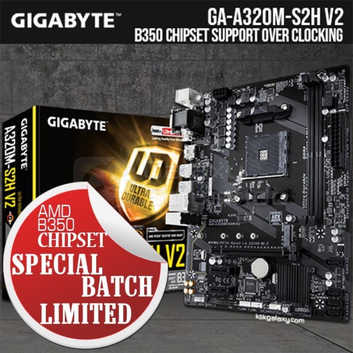 Jual Gigabyte GAA320MS2H V2 (AM4,A320,DDR4) B350 Chipset Support OC