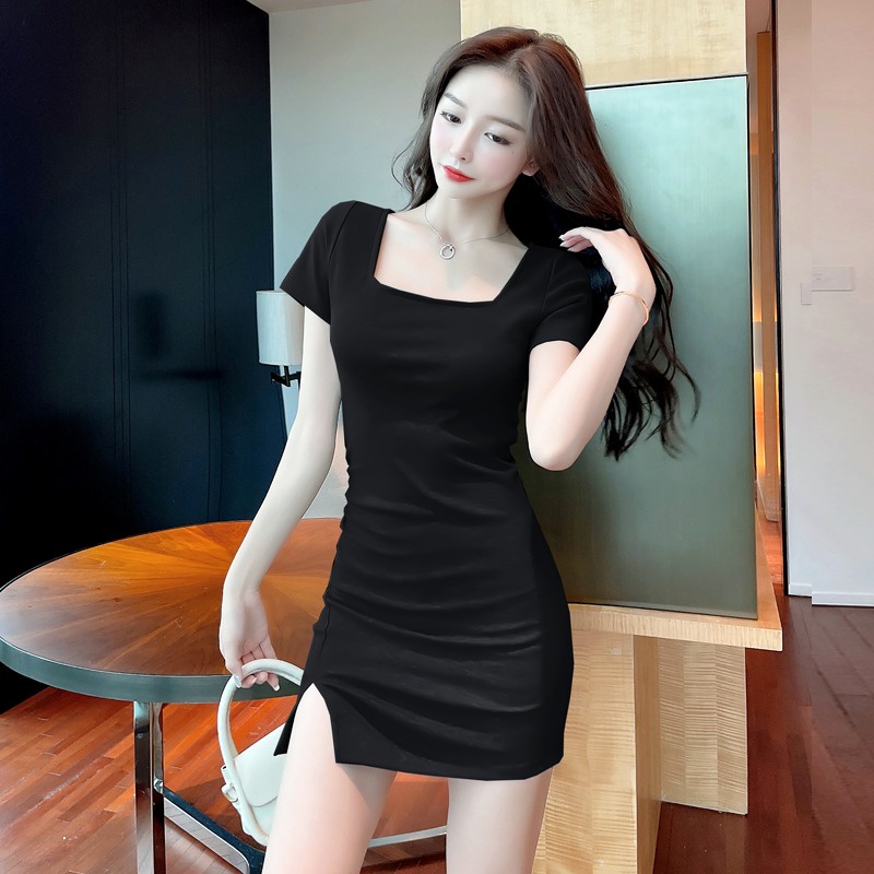 Jual Sexy Square Neck Bodycon Mini Dress 1327 (S-XL) | Shopee Indonesia