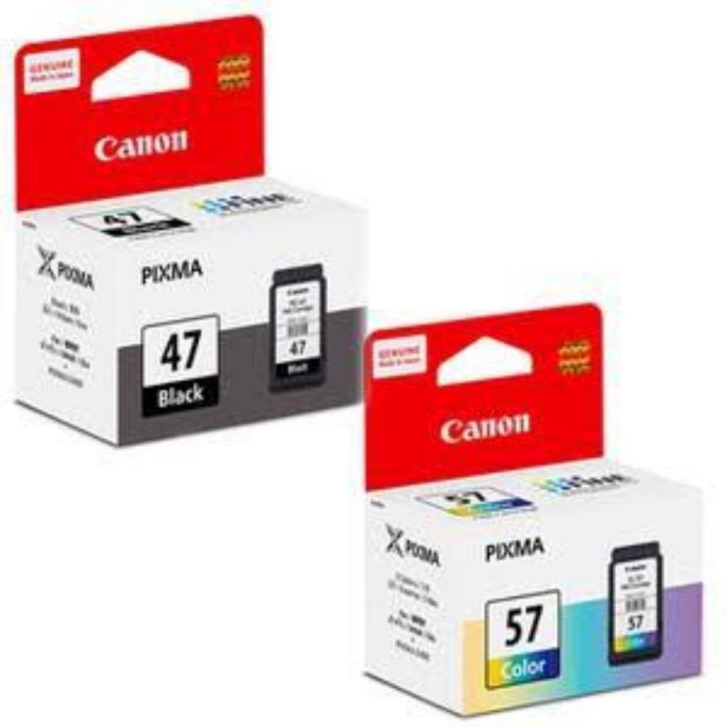 Jual tinta cartridge Canon 47 black + 57 color original for E3170