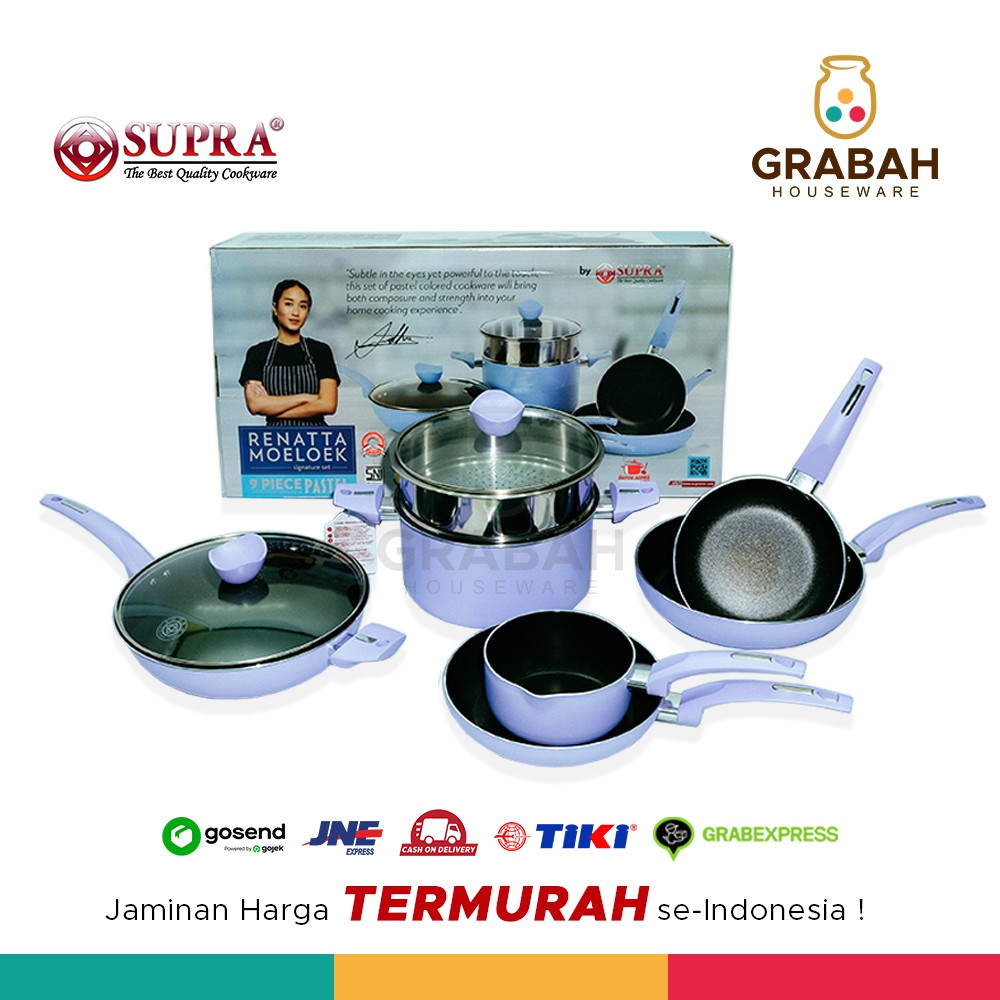 Jual Supra Panci Set Cookware 9 pcs Alumunium Pastel Edisi Chef Renata ...