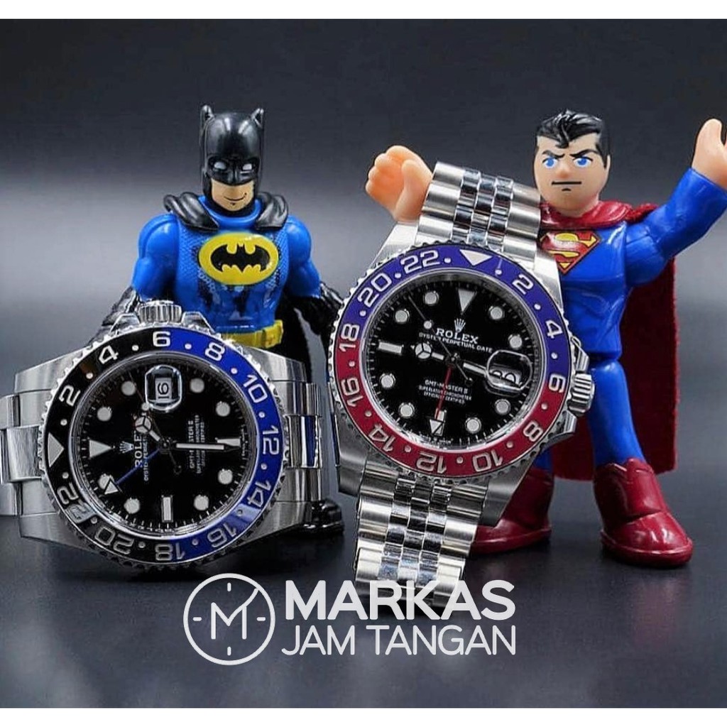 Jual Jam Tangan Pria Rolex GMT Master II Batman Superman Coke